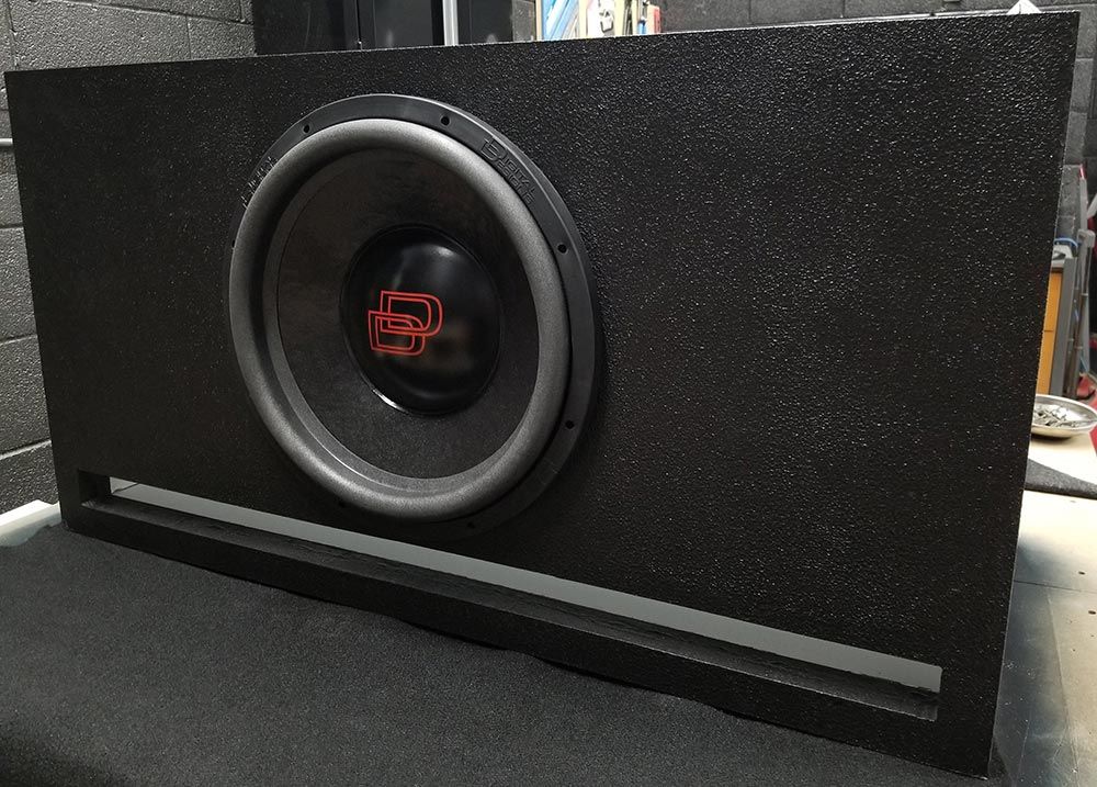 Photo of DD subs in custom enclosure in Shazam's shop