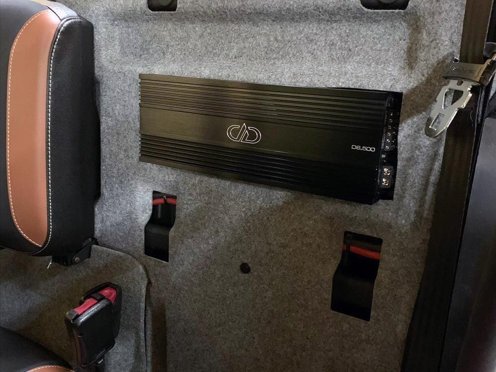 Photo of DD amp installed by Pyramid Customs