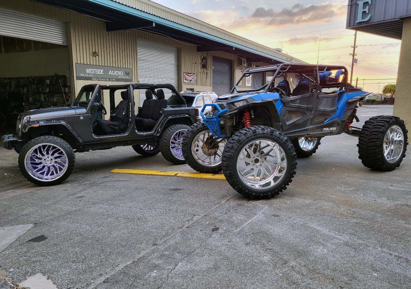 photo of Westside store front with custom off road vehicles