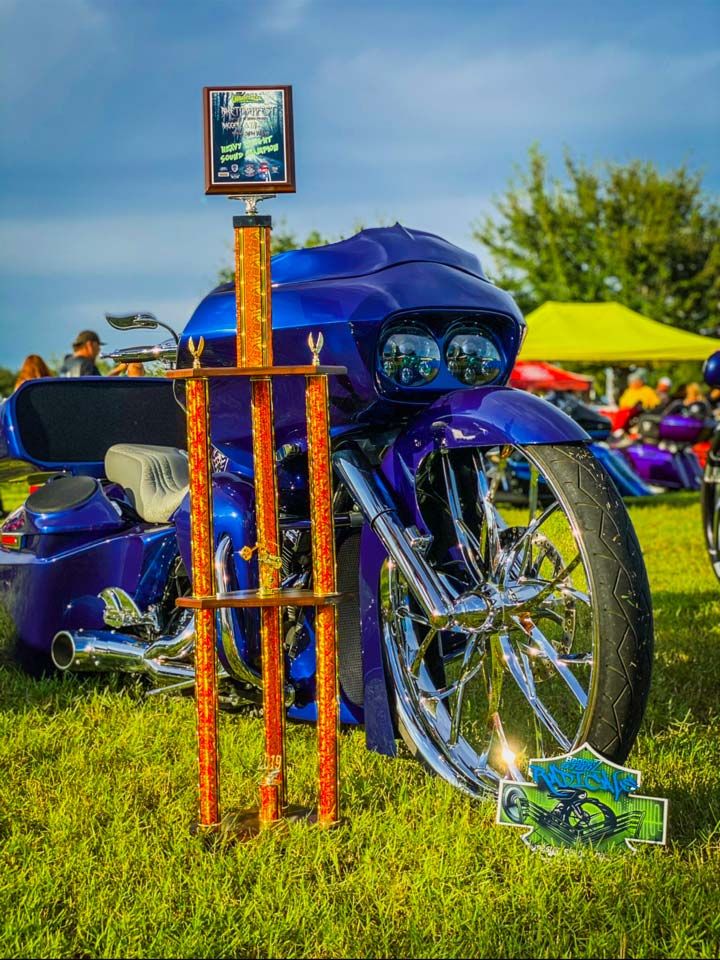 photo of Audio Concepts custom motorcycle with trophy