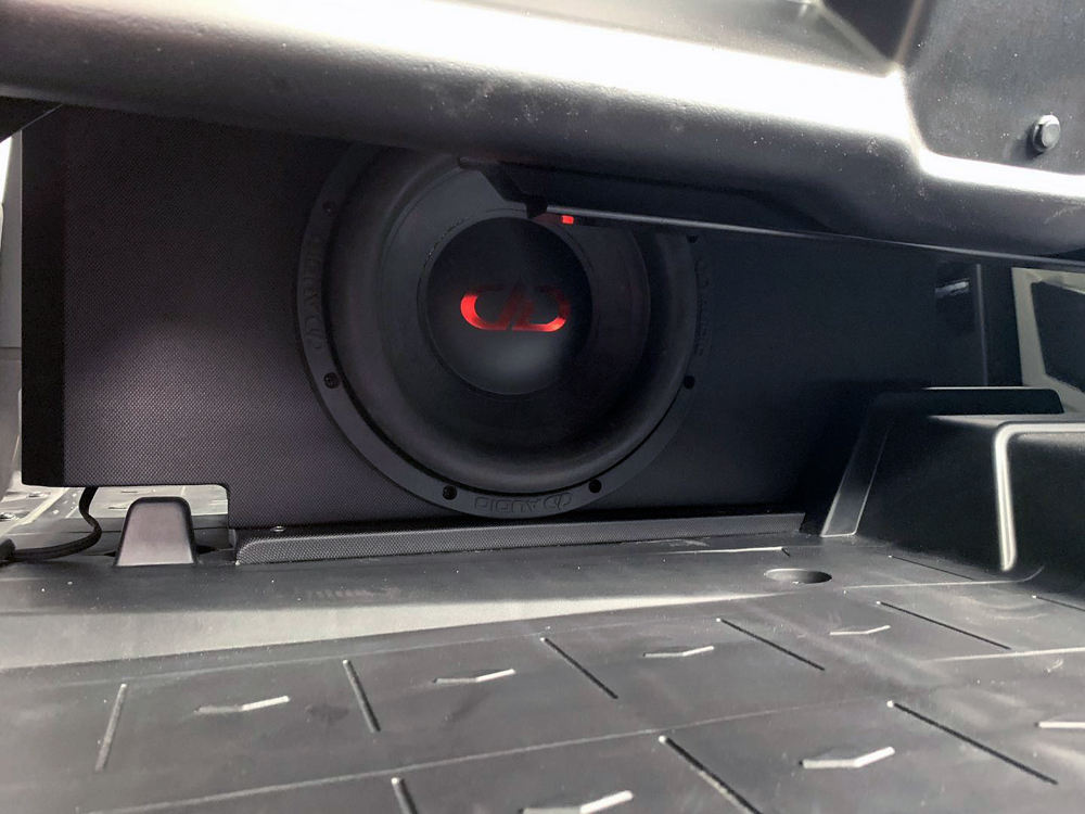 Photo of custom loaded enclosures made by Pyramid Customs with DD sub