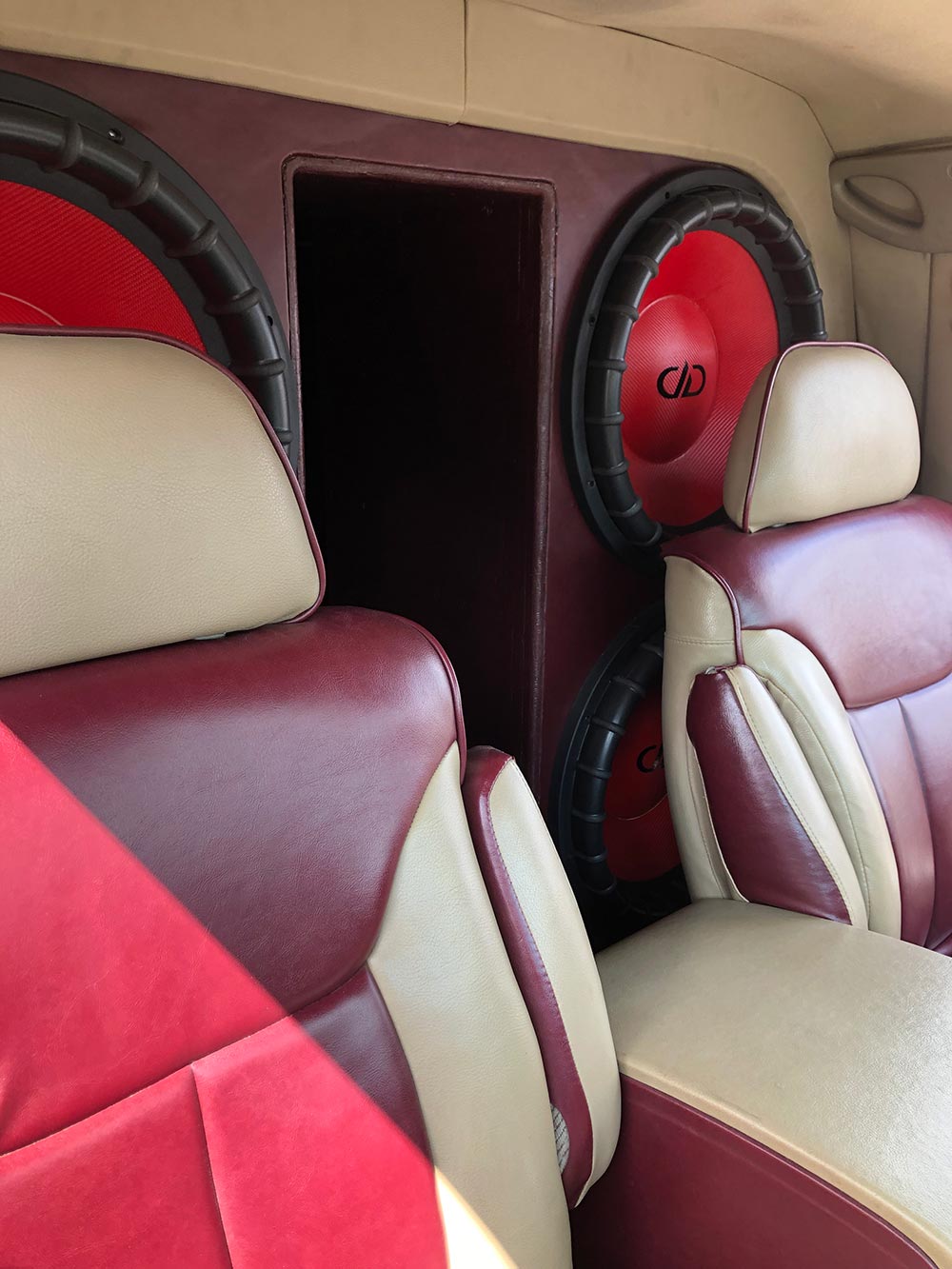 Photo of custom DD sub enclosure install from Onsite