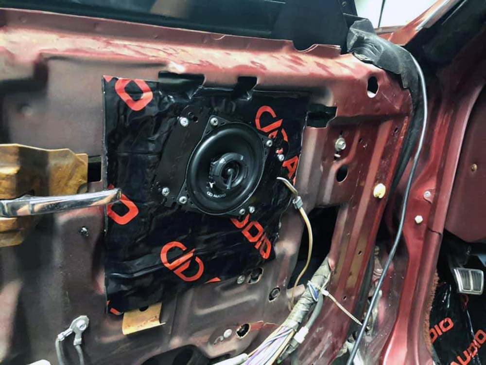 Photo of door with DD Energy Attenuation mat from G's Audio