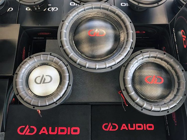 photo of Bryant Radio store with DD subwoofers on display